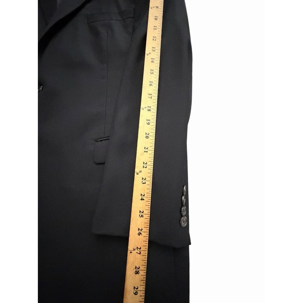 Lauren Ralph Lauren Size 46L Black 100% Wool Button Blazer Coat Mens #CCC11-1